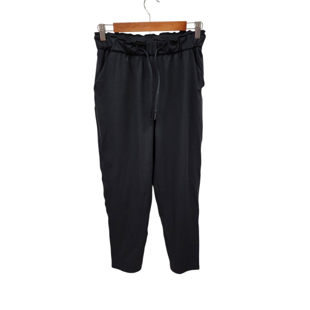 LULULEMON pants keep moving 7/8 high rise drawstring waist pockets ankle black 6